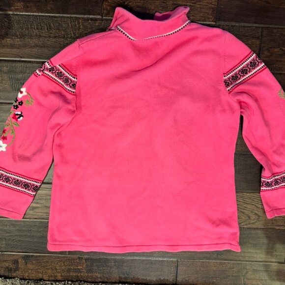 Hanna Andersson Pink Nordic 100% Cotton Sweater Half Zip Women’s Size Large - Picture 7 of 8